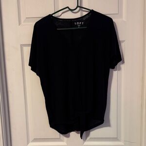 LOFT Navy Short Sleeve V-Neck Top